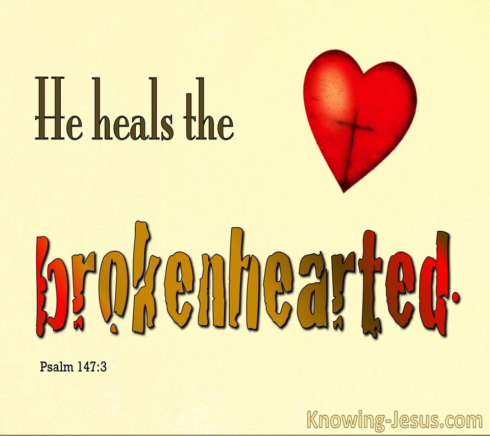 Psalm 147:3 He Heals The Brokenhearted (red)